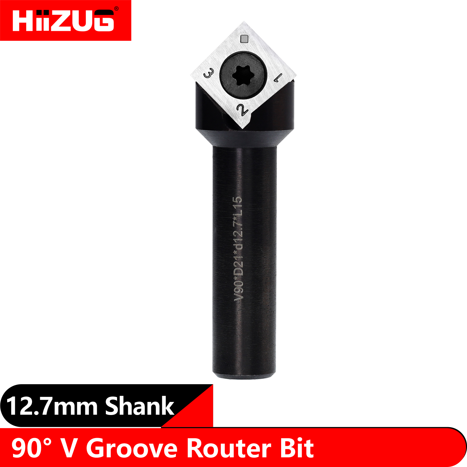 1/2" Shank 2-Flute 90-Degree V-Groove Bit