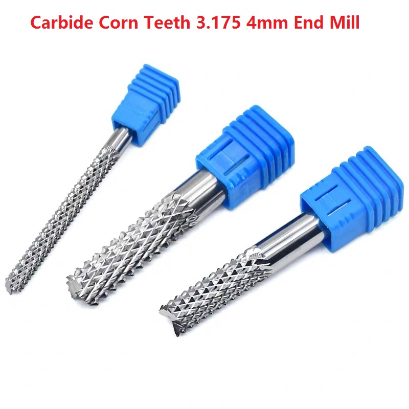 3.175mm Shank 2-Flute Corn Teeth End Mill (2-Piece Set)