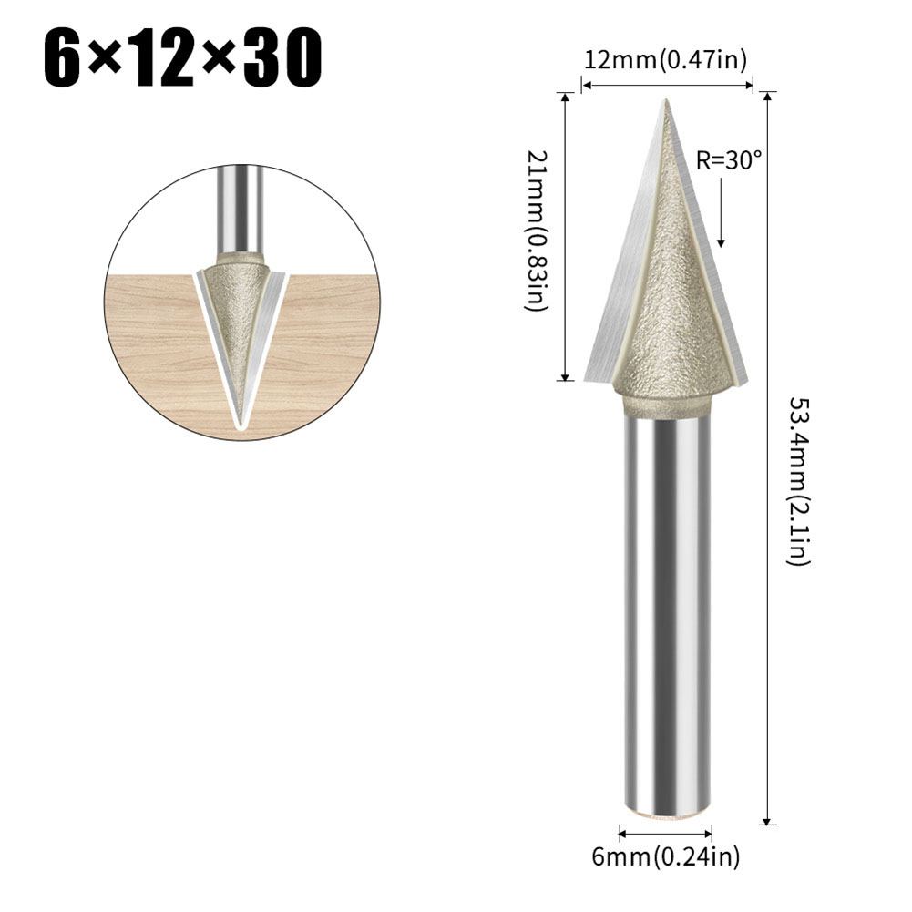 6mm Shank 2-Flute 30-Degree V-Groove Bit