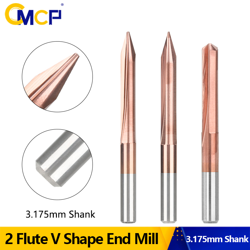 CMCP 3.175mm Shank 2-Flute 90-Degree V-Groove Bit