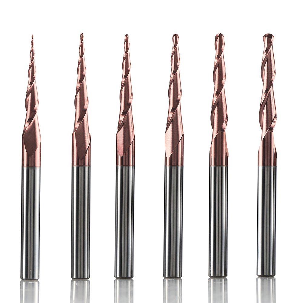 Dreanique 2-Flute 6mm Shank Tapered Ball Nose End Mill