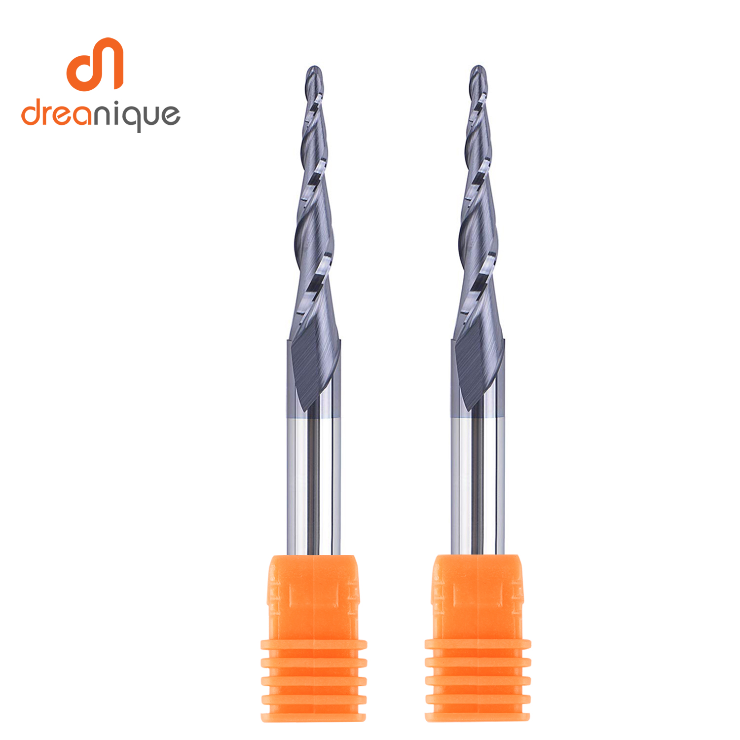 Dreanique DLC Coated 2-Flute 6mm Shank Tapered Ball Nose End Mill