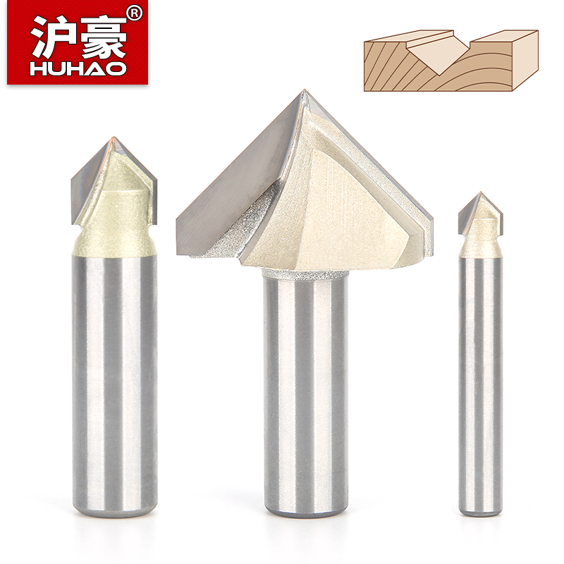 HUHAO 3.175mm Shank 2-Flute 90-Degree V-Groove Bit (90-Piece Set)