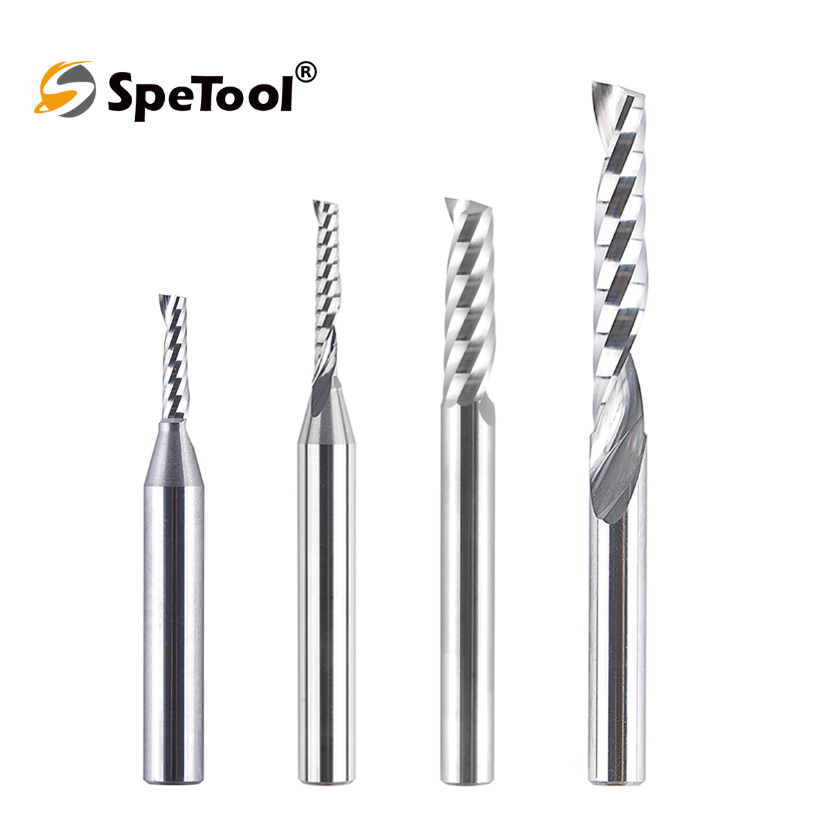 SpeTool 1/4" Shank 1-Flute O-Flute End Mill