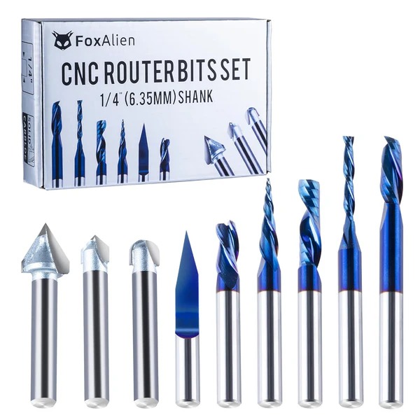 FoxAlien V-Bit Set (4-Piece, 1/4" Shank)